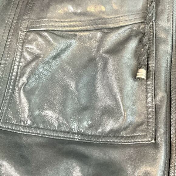 Vintage Hooded Cayenne 100% Leather Jacket 1990's Drawstring Waist SZ Small Men - Picture 6 of 12